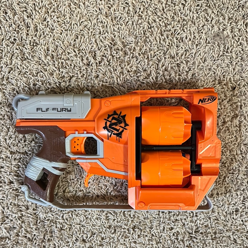 Nerf Action Figures Orange and Gray Dual Cylinder Blaster